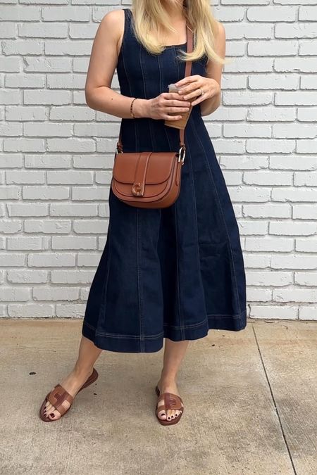 Denim dress
Brown bag
Brown sandals 

Resort wear
Vacation outfit
Date night outfit
Spring outfit
#Itkseasonal
#Itkover40
#Itku

#LTKshoecrush #LTKitbag