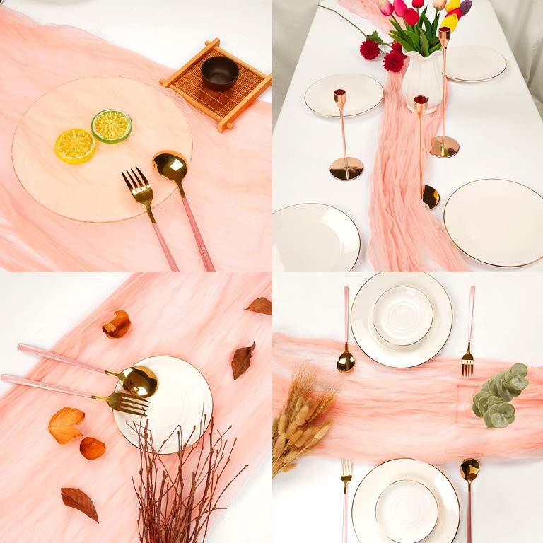 6 Pack 10Ft Blush Cheesecloth Table Runner 29''x120'' Gauze Semi-Sheer Table Runner Rustic Cheese... | Walmart (US)