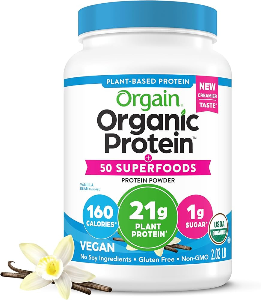 Orgain Organic Vegan Protein + 50 Superfoods Powder, Vanilla Bean - 21g Plant Based Protein, 8g P... | Amazon (US)