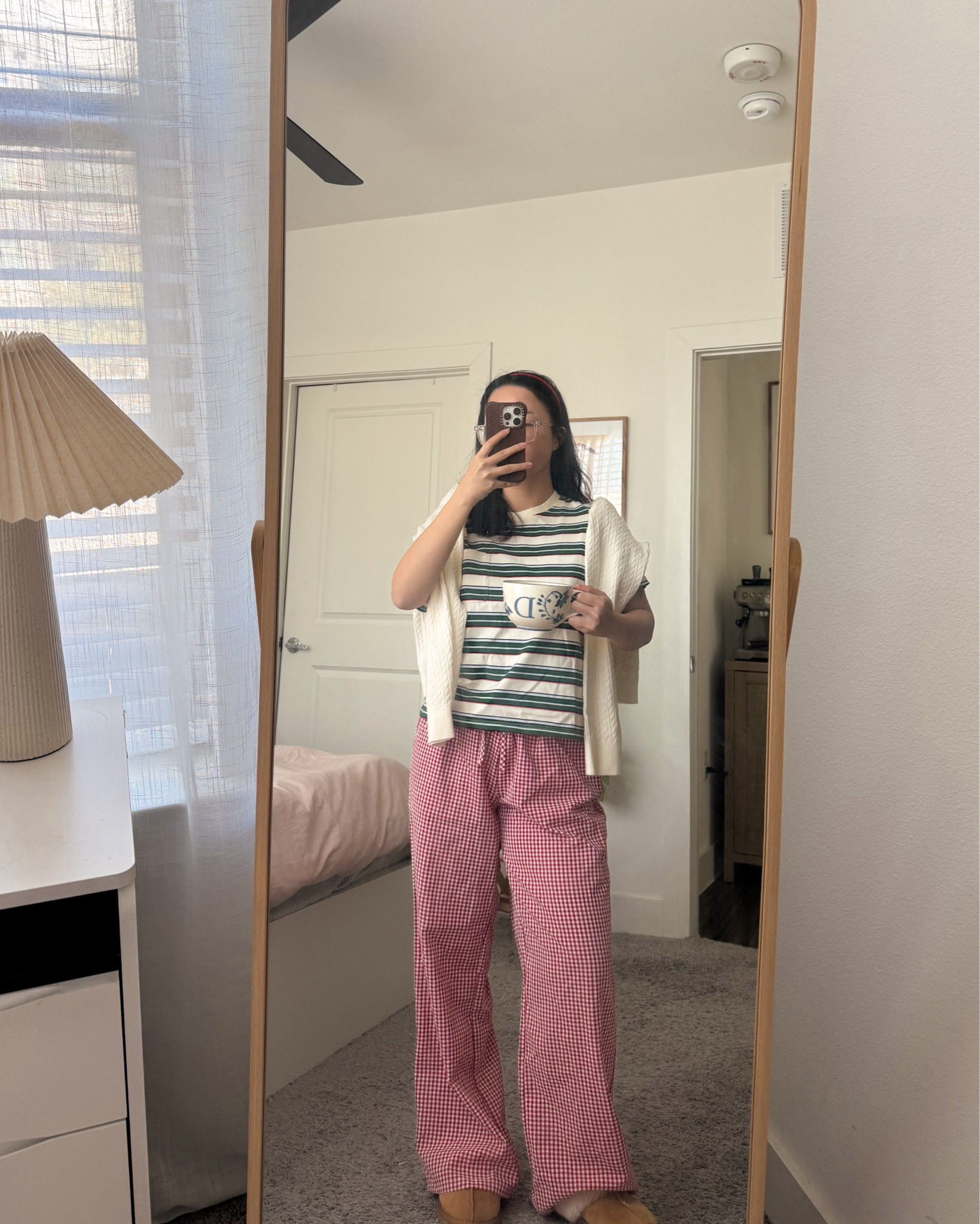 spring casual outfit inspo 🌼**wearing top and bottom both in size M** 

🏷️ spring looks, spring outfit, casual ootd, spring style, casual style, colorful outfit, red gingham boxer pants, striped tshirt, easy style

#LTKSpringSale #LTKPetite #LTKStyleTip