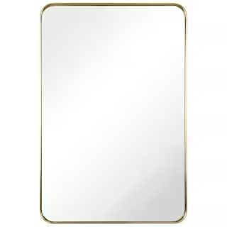 Empire Art Direct 36 in. x 24 in. Ultra Rectangle Brushed Gold Stainless Steel Framed Wall Mirror... | The Home Depot