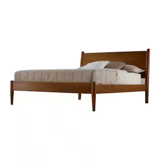 Mid-Century Castanho, Queen Size, Panel Headboard, Platform Bed | The Home Depot