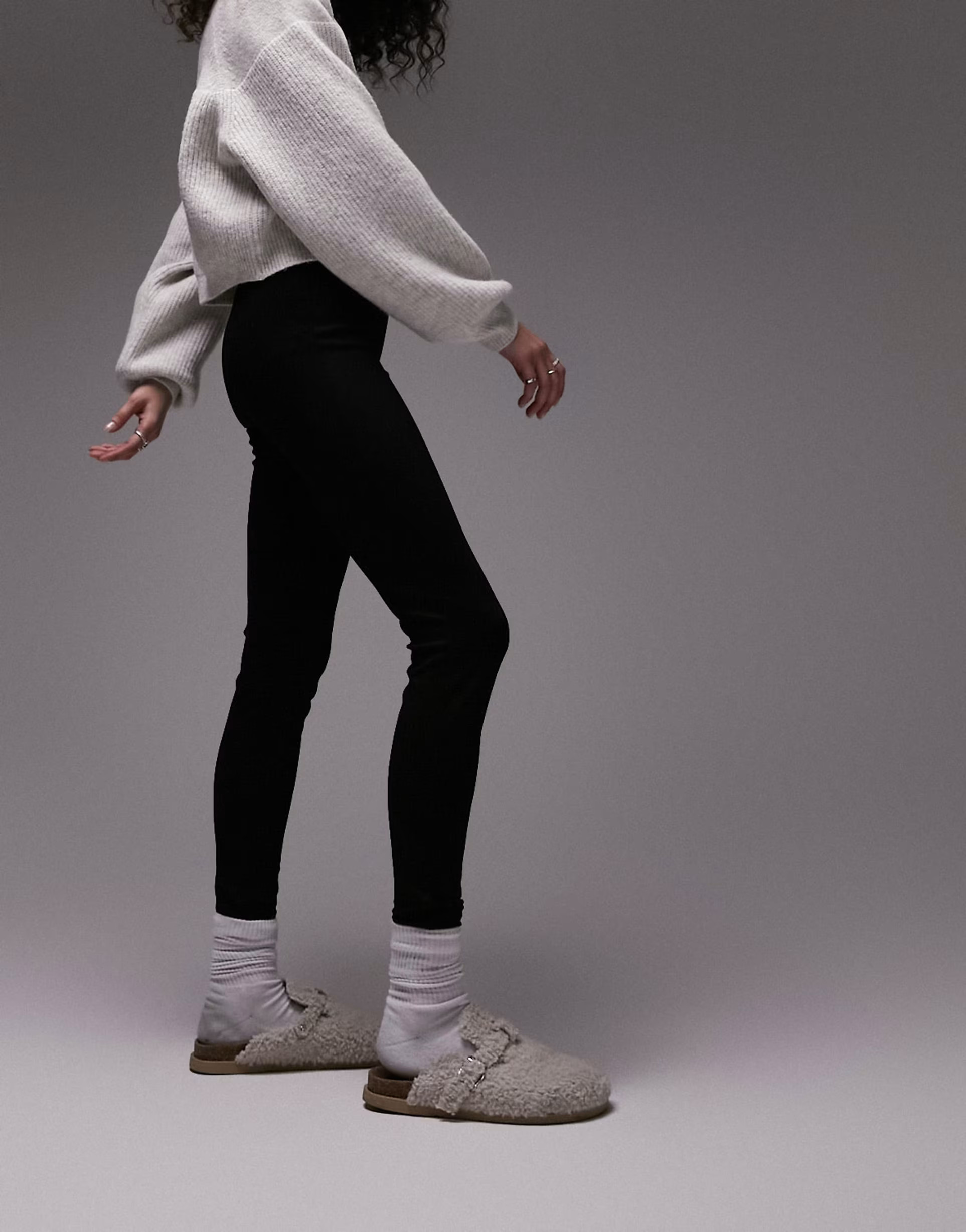 Topshop full length heavy weight legging with deep waistband in black | ASOS (Global)