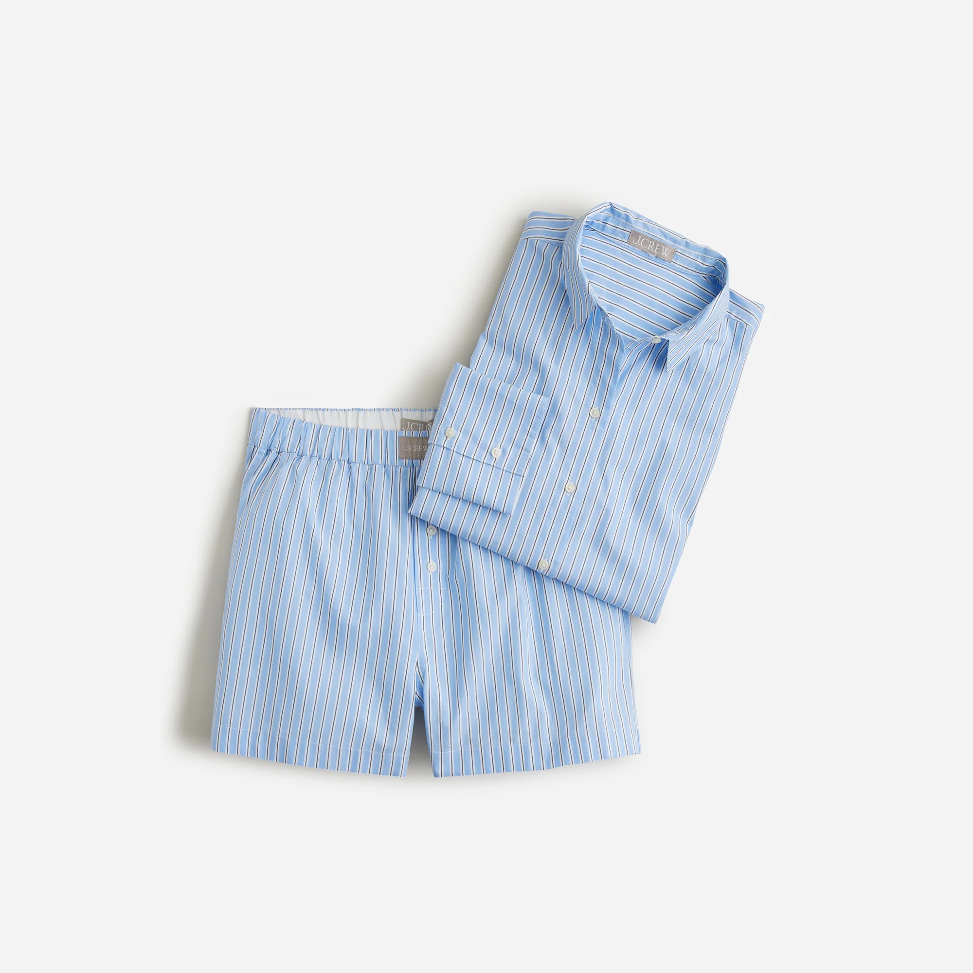 J.Crew: Long-sleeve Cotton Poplin Boxer Short Set In Stripe For Women | J. Crew US