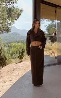 Brown Faux Suede Maxi Skirt Co-ord | PrettyLittleThing UK