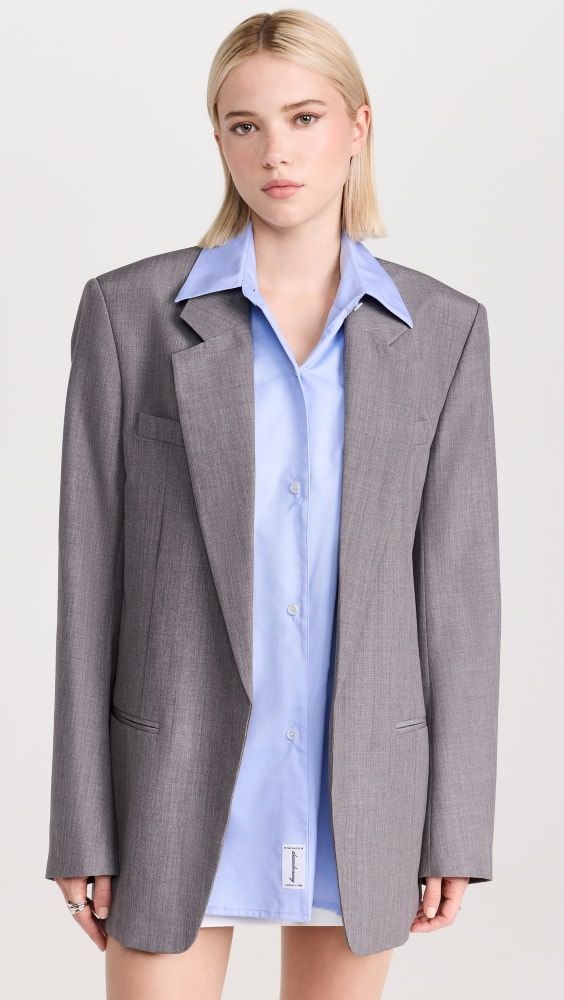 Alexander Wang Drapey Oversized Blazer with Collared Shirt Combo | Shopbop | Shopbop