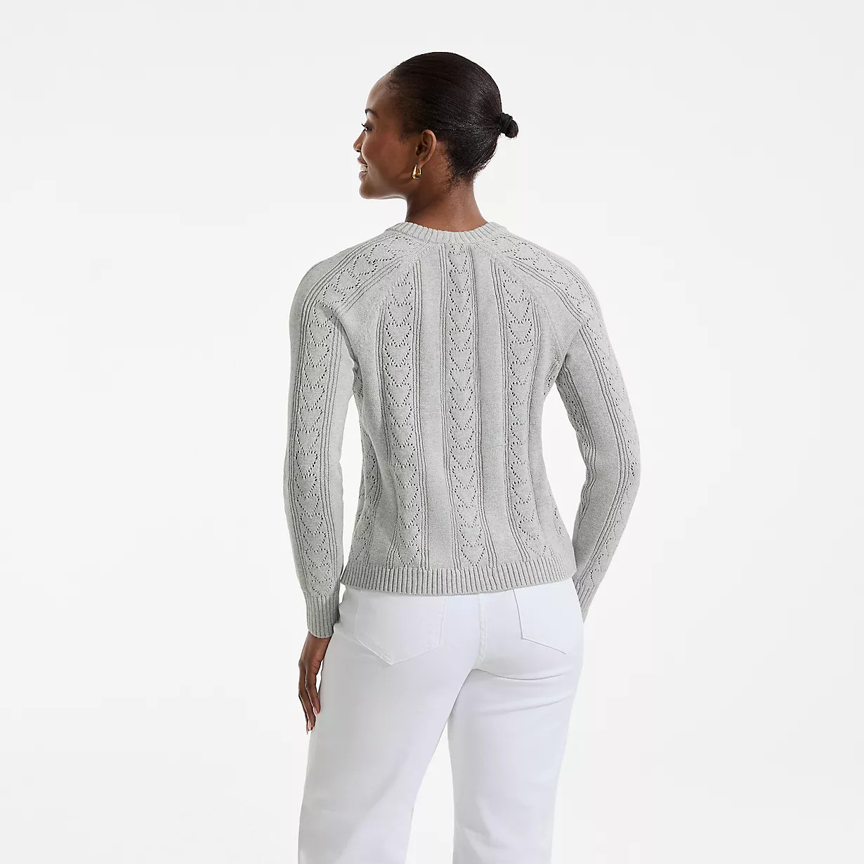 Women's Drifter Raglan Pointelle Crew Neck Sweater | Lands' End (US)