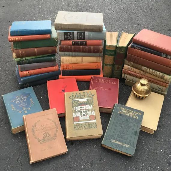 ANTIQUE Lot of 12 Old Vintage Books Novels Stories Literature Hardcover Pretty Covers Rustic | Etsy (US)