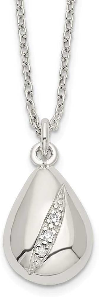Precious Accents Sterling Silver CZ 16" with 2" extension Teardrop Necklace | Amazon (US)