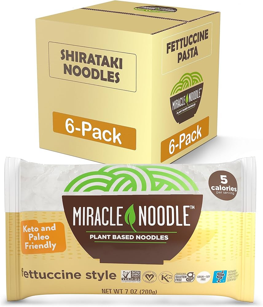 Miracle Noodle Fettuccine Shirataki Noodles - Plant Based Konjac Noodles Fettucine, Keto Fettucci... | Amazon (US)