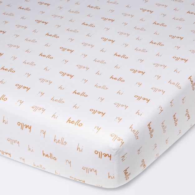 Fitted Crib Sheet Hello Script - Cloud Island™ | Target