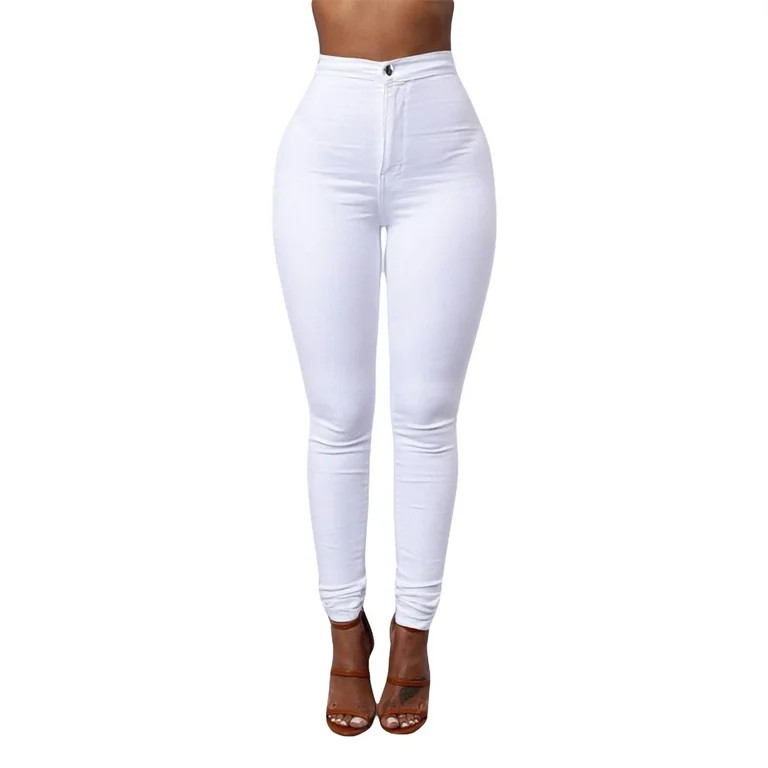 Plus Size Pencil Jeans for Women Lady Stretch Casual Denim Skinny Pants High Waist Trousers | Walmart (US)