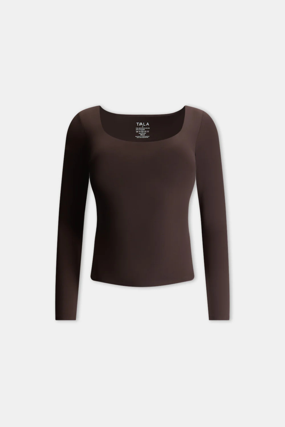 DAYFLEX BUILT-IN SUPPORT SCOOP NECK LONG SLEEVE TOP - AMERICANO | TALA (UK)