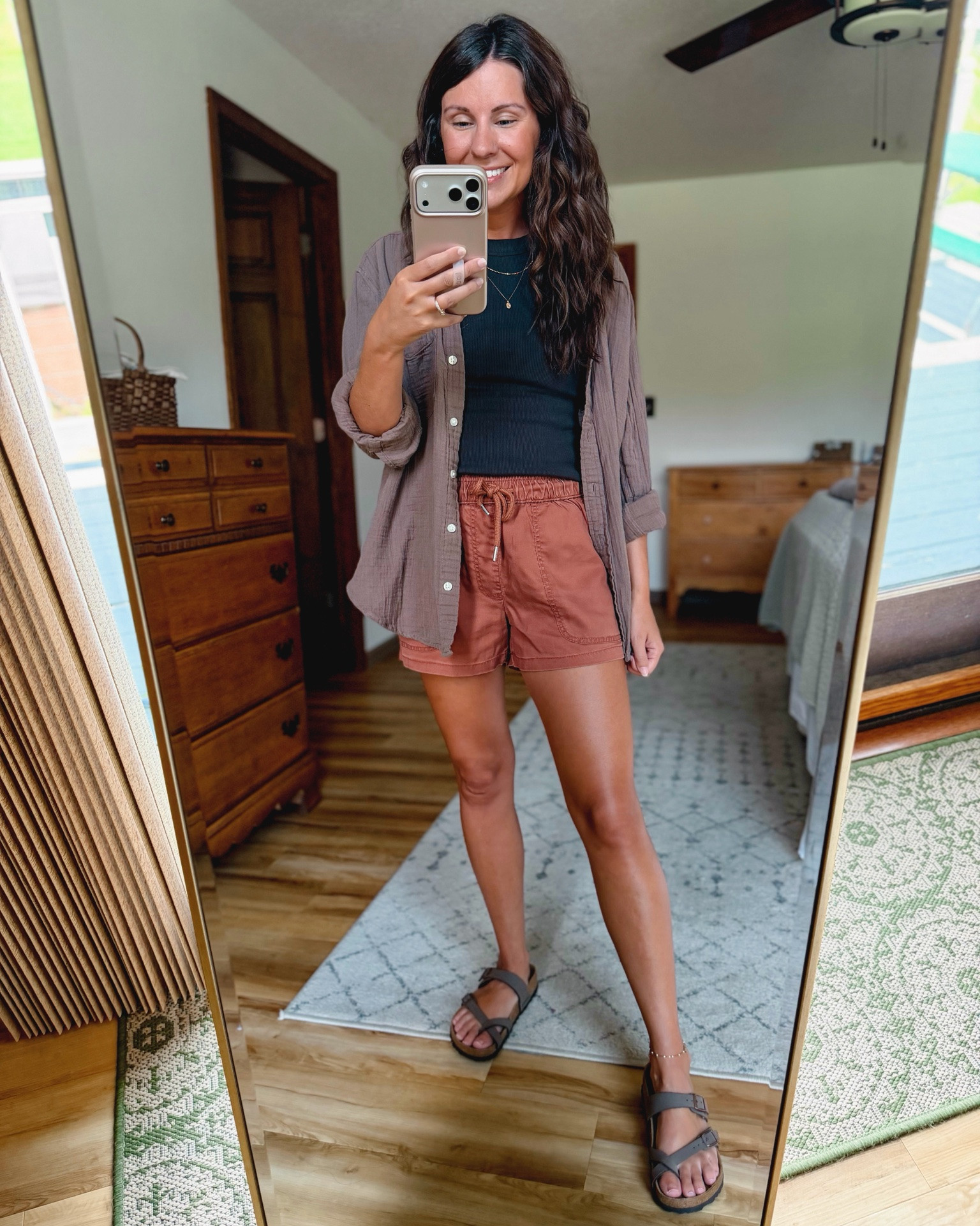 small in my bra, small in my tank, cs in my shorts and xs in my gauze button up. My Birkenstock sandals are size 36.

#LTKPetite #LTKgrwm #LTKmomlife