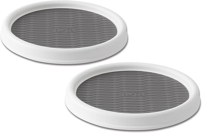 Copco 5220590 Non-Skid Pantry Cabinet Lazy Susan Turntable, 9-Inch, White/Gray, 2-Pack | Amazon (US)