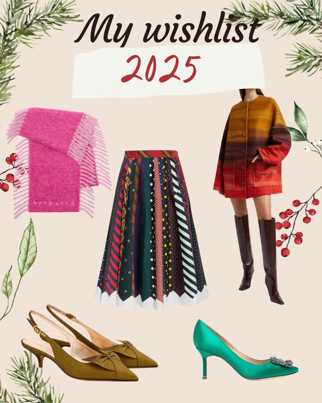 My current wishlist ✨
A mix of statement pieces, timeless icons, and a little self-gifting energy. One of these is officially my Christmas gift to myself (because why not), and the rest are pieces I keep coming back to for their color, creativity, and wear-forever potential.
From a bold multicolor coat that feels so me, to playful tailoring, joyful accessories, and classic shoes in colors I’ll never get tired of… this is what’s been living in my saved folder lately.
Sharing my wishlist in case it sparks ideas for you too, whether you’re shopping for yourself or dreaming a little 🤍

#LTKOver40 #LTKHoliday #LTKGiftGuide