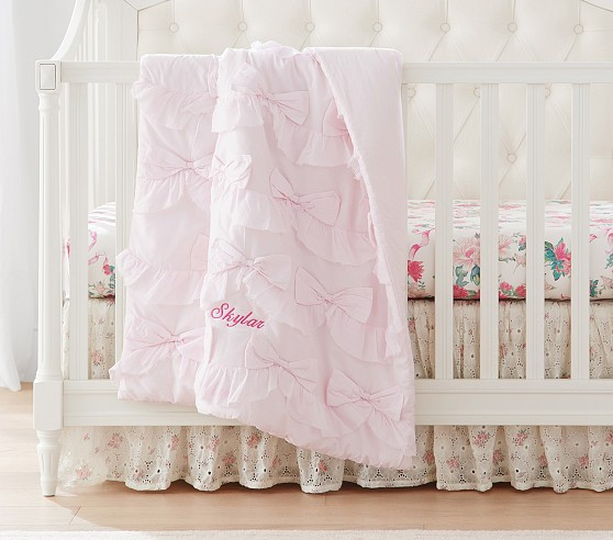 LoveShackFancy Sweet Dreams Ruffled Bow Baby Quilt | Pottery Barn Kids