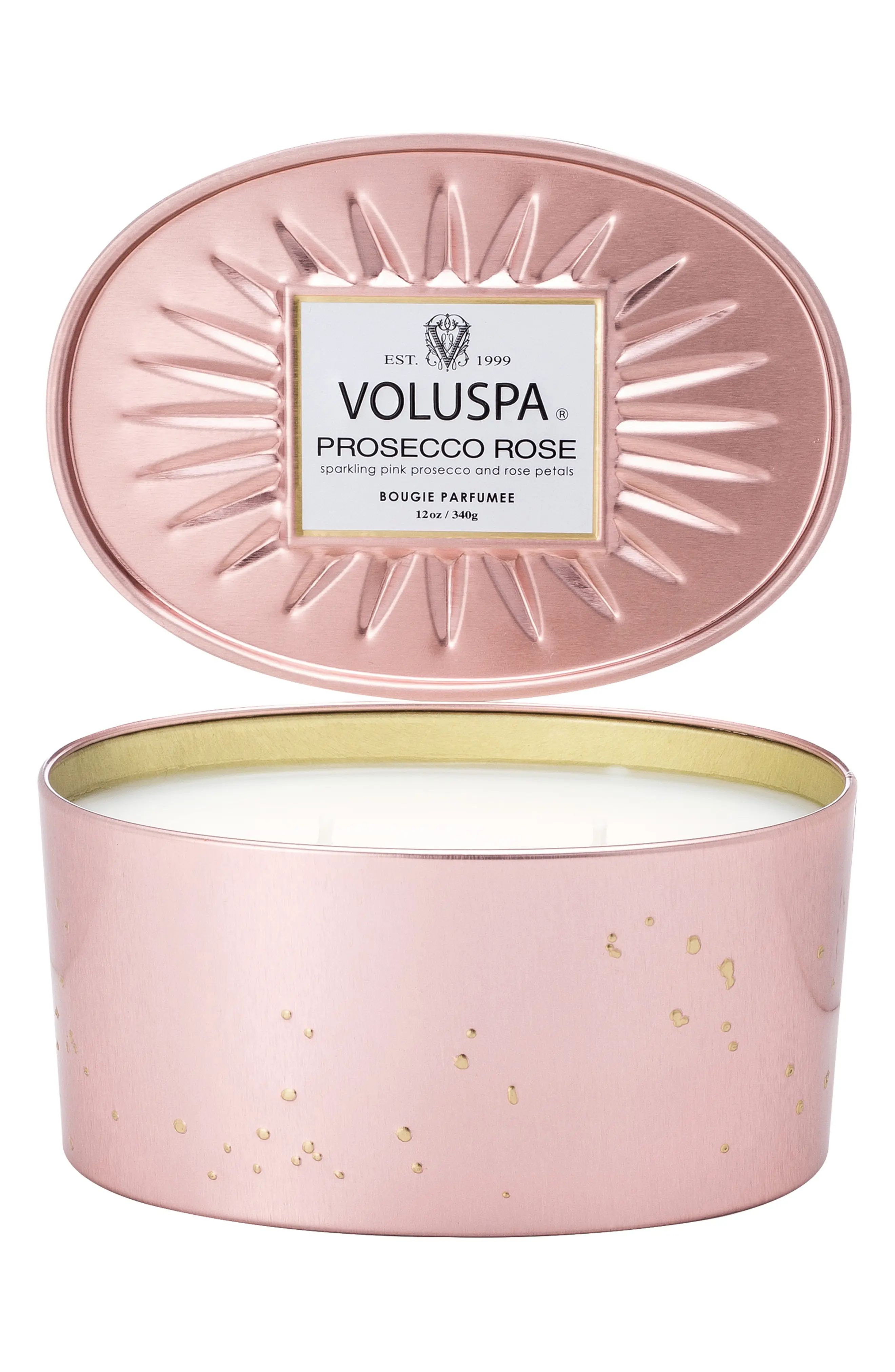 Voluspa Vermeil Prosecco Rose Oval Tin Two-Wick Candle | Nordstrom