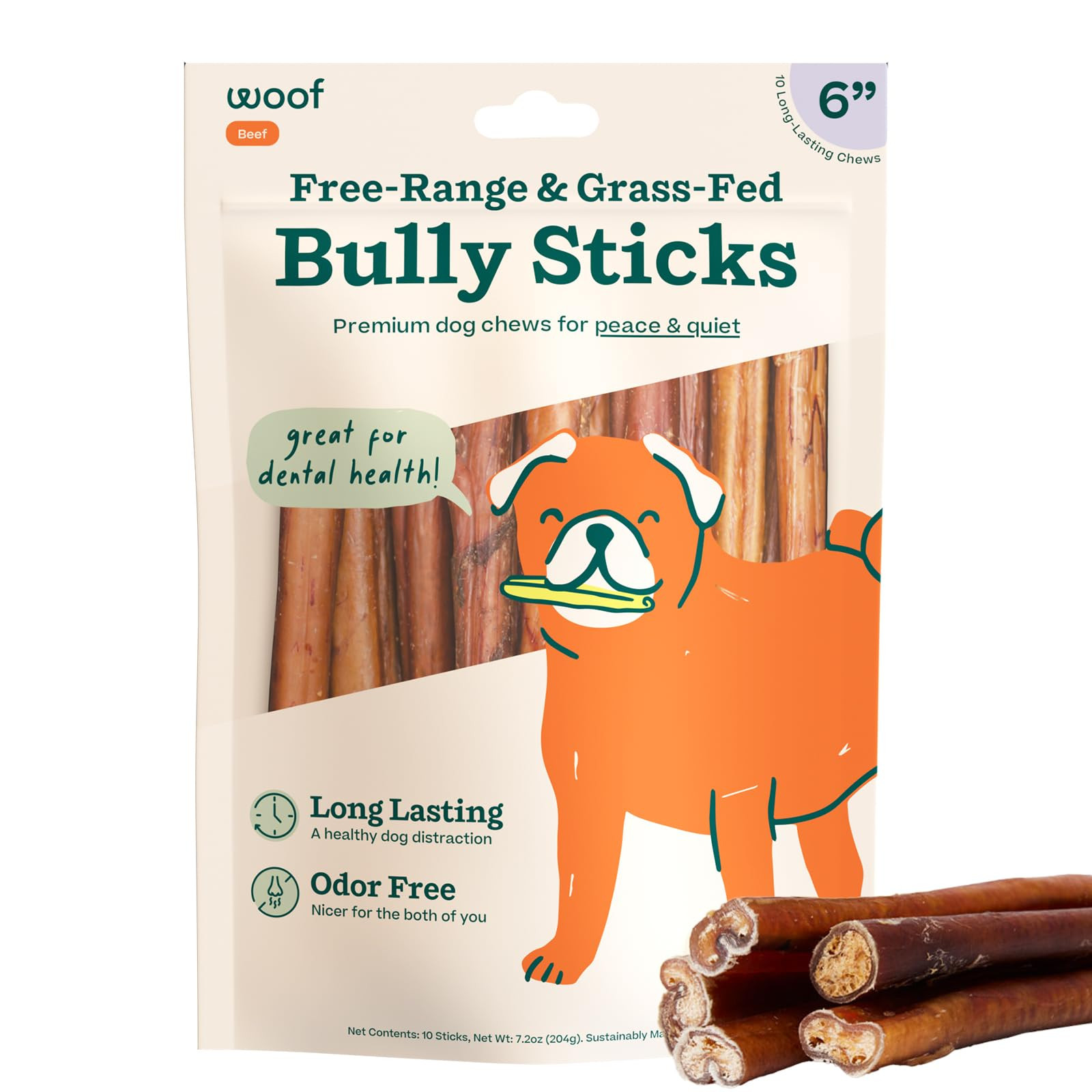 WOOF Bully Sticks Dog Treats - Chew Sticks for Dogs - Long-Lasting Dog Chew Treats - Made with Fr... | Amazon (US)