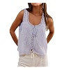 Women Summer Boho Lace Tie Front Tank Beach Vacation Top Button Down Sleeveless Cardigan Crop Y2k... | Amazon (US)