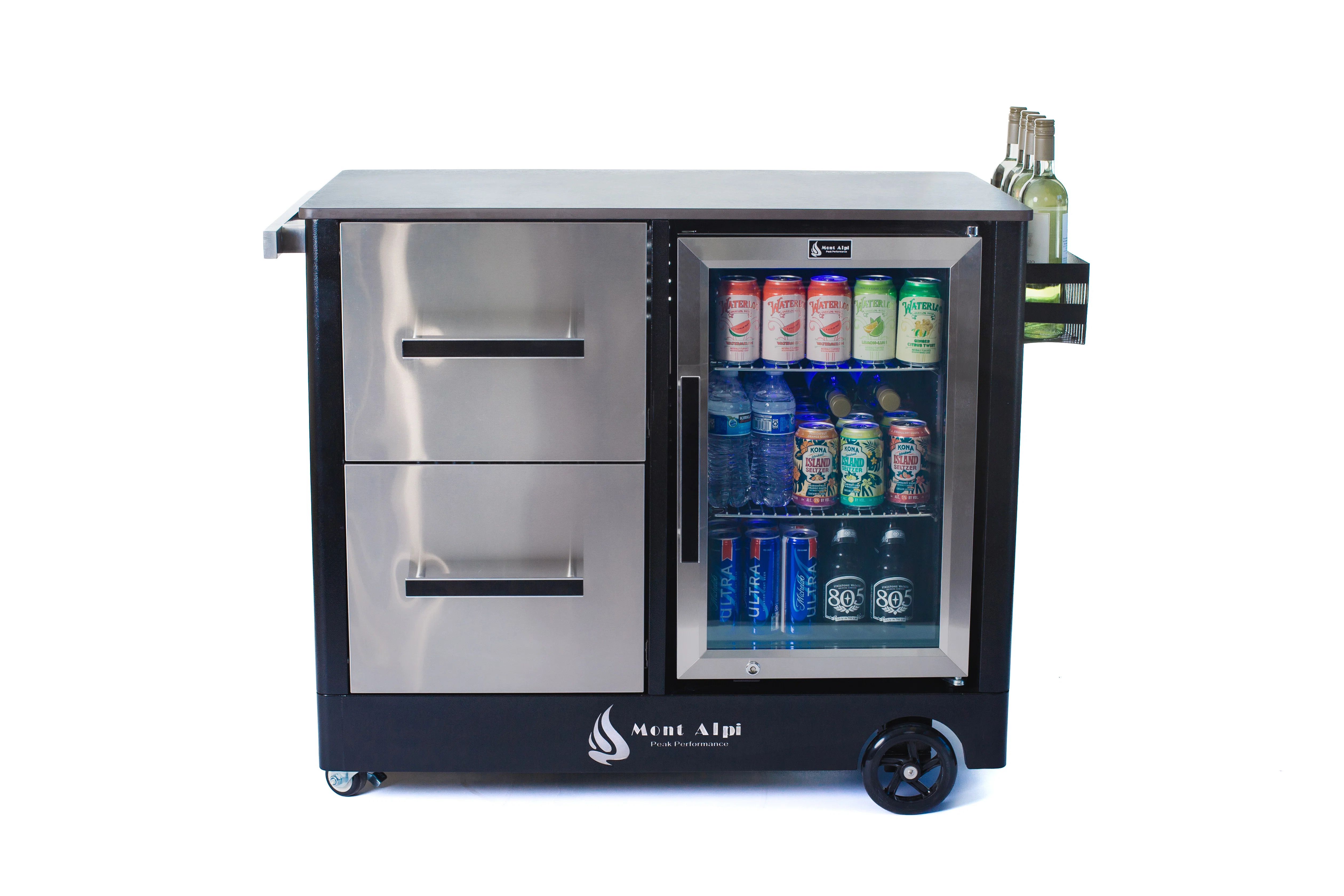 Mont Alpi Stainless Steel 48"W x 23"D x 36"H Large Outdoor Kitchen Island Rolling Mobile Bar Cart... | Wayfair North America