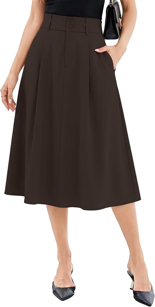 Casly Lamiit Midi Skirt for Women A Line High Waist Skirts Dressy Summer Work Skirt Office Dating... | Amazon (US)