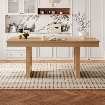 GDFStudio Phillips Farmhouse Wooden 60"-78" Extendable Dining Table, Natural | Target