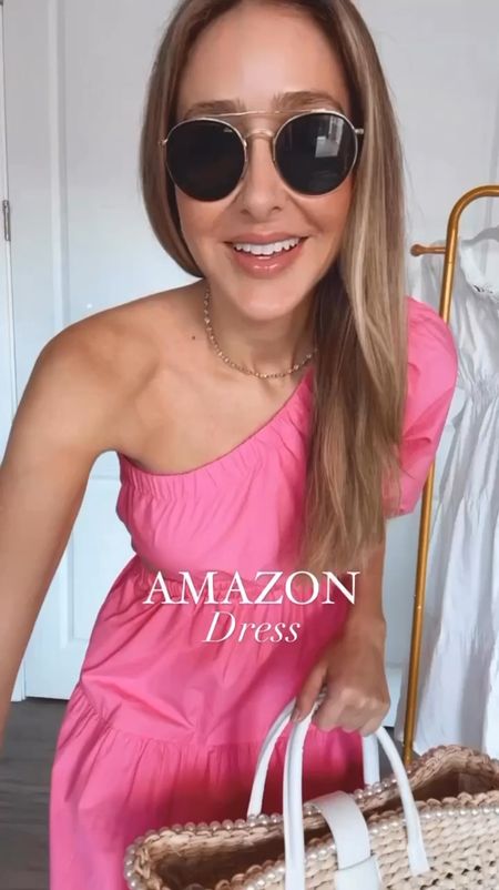 Pink Amazon dress that is perfect for a warmer destination 
It runs tts . Wearing a size small

#LTKover40 #LTKU #LTKstyletip