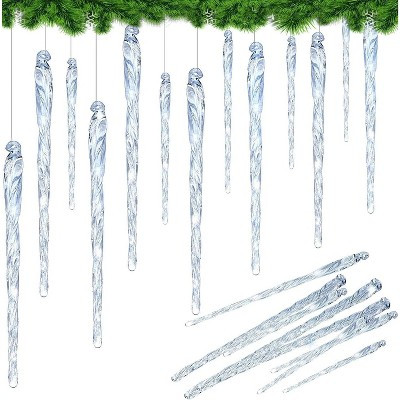 4E's Novelty Large Glass Icicle Ornaments for Christmas Tree 7", 5.5", 3.5" (Set of 24) - Clear G... | Target