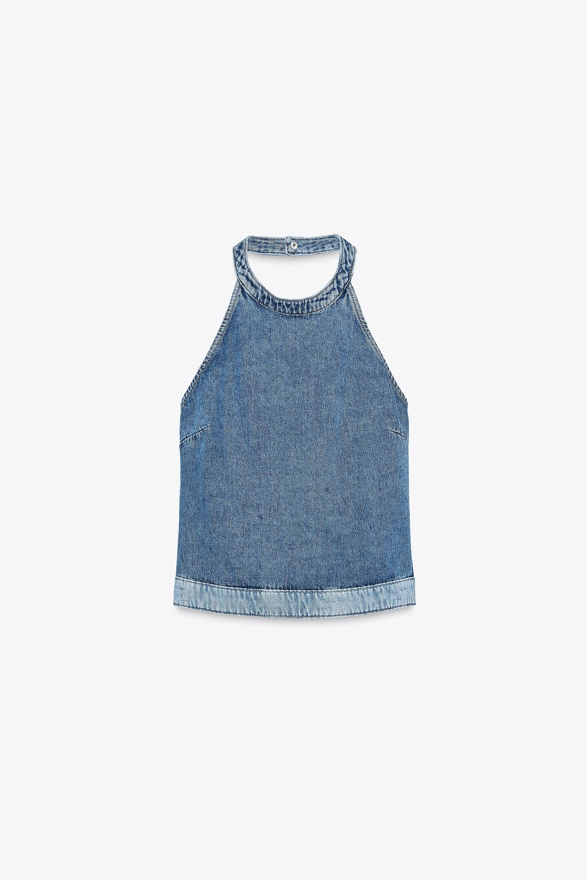 Z1975 COMBINED DENIM HALTER TOP | Zara US