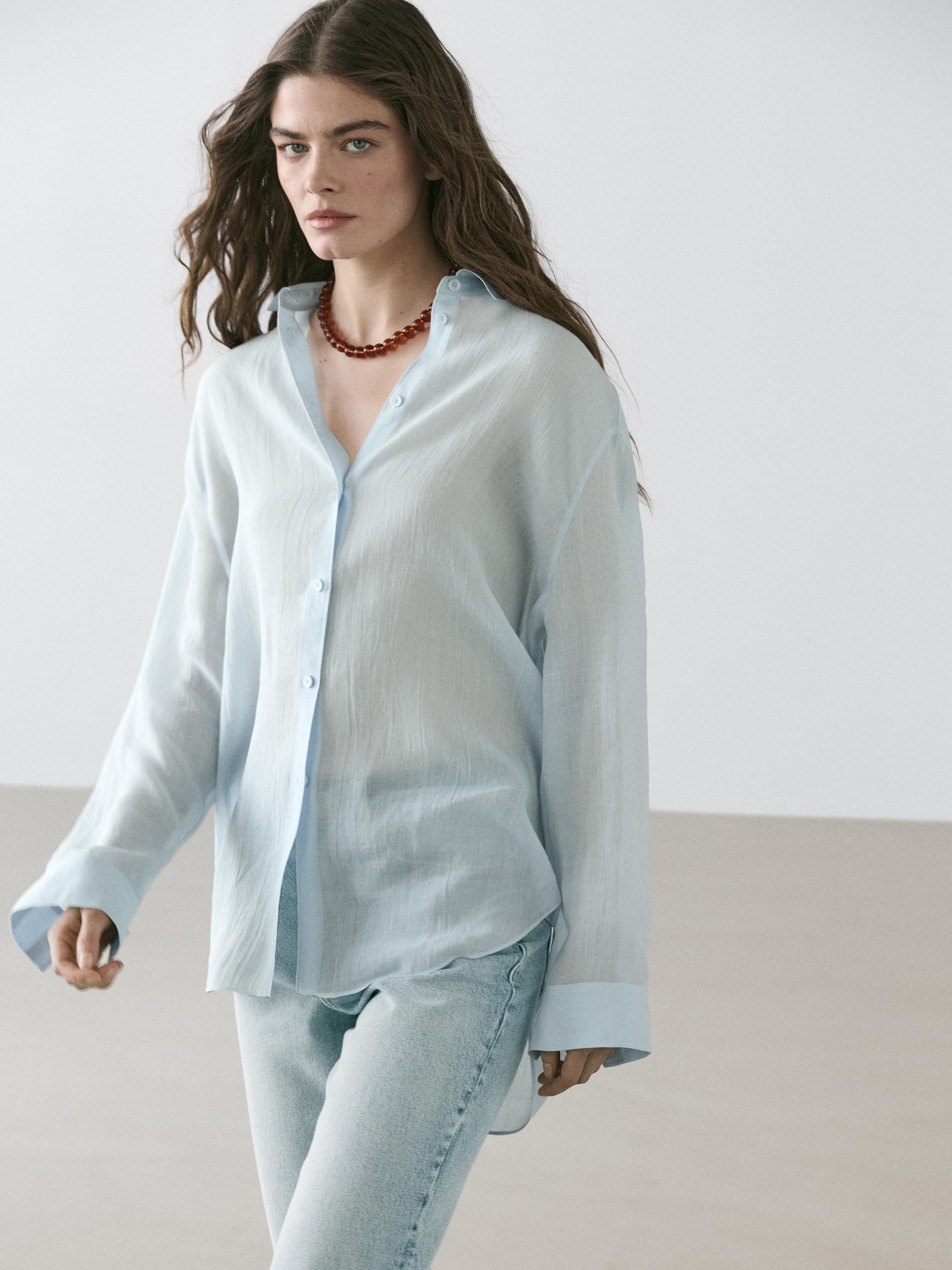 Flowing shirt with shirt collar | Massimo Dutti US