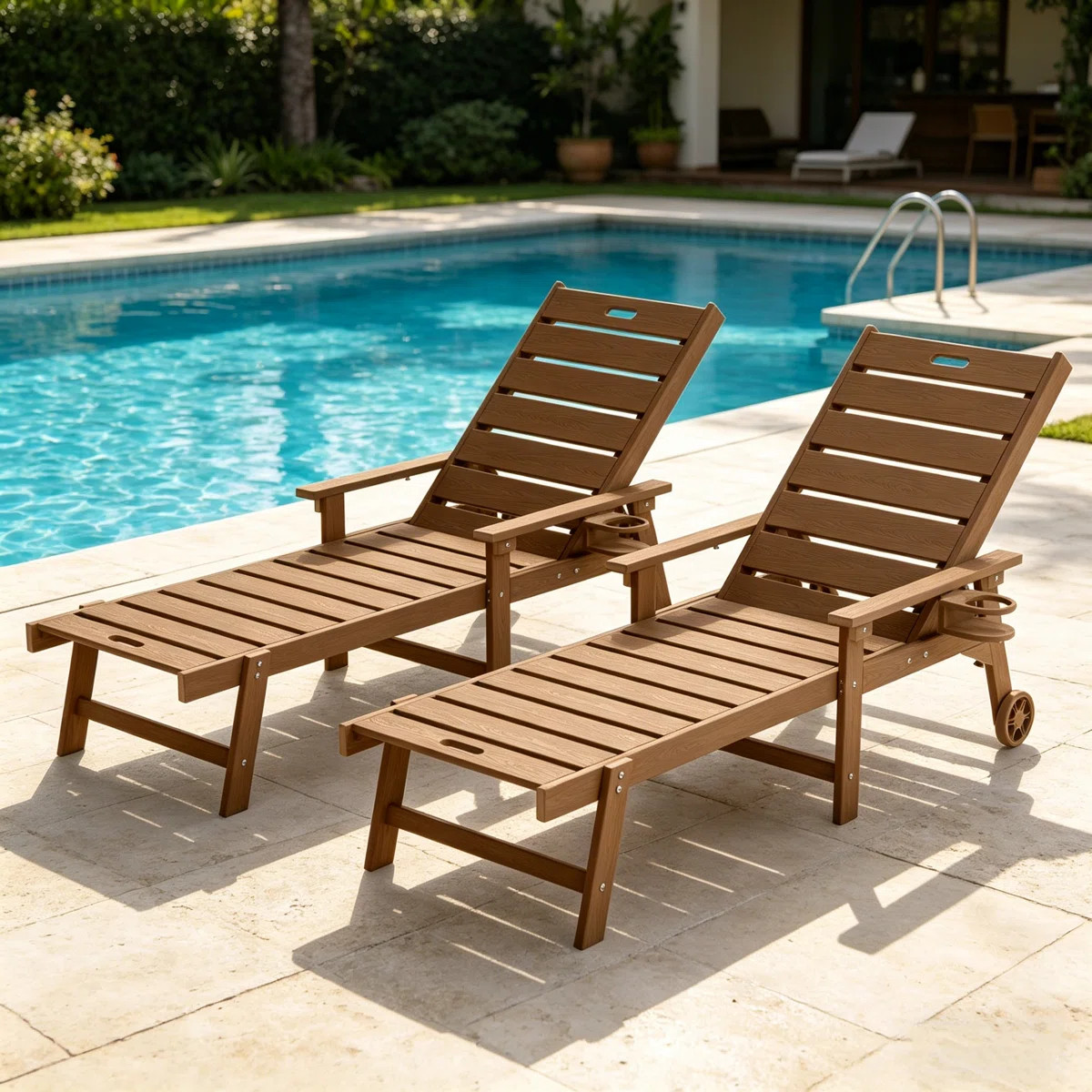 All-Weather HIPS Outdoor Patio Chaise Lounge Chair with 5 Positions set of 2, Easy Installation P... | Wayfair North America