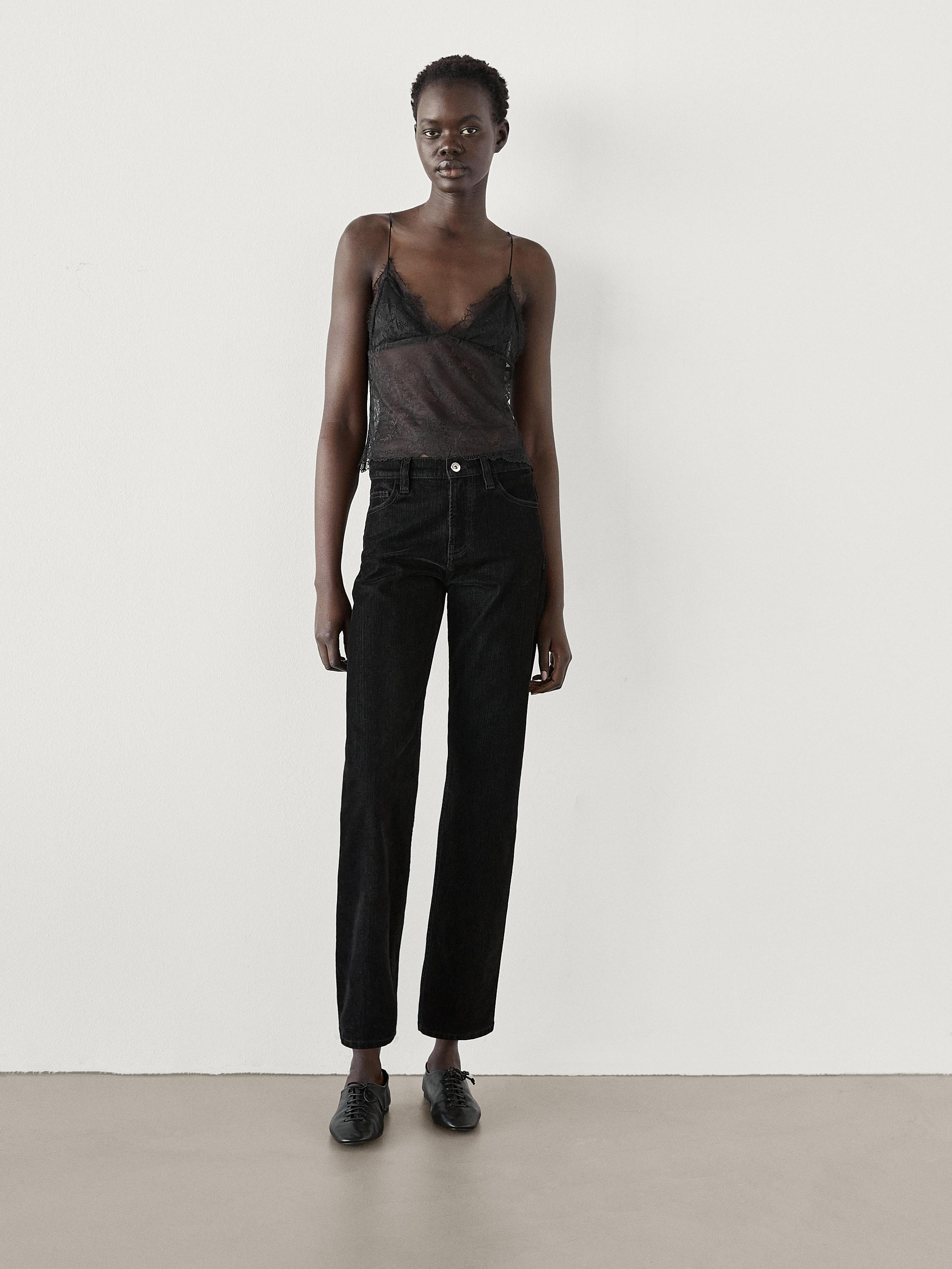 Strappy lace-trimmed top  $60.00 Lingerie top with V-neckline and thin straps. V-neck . Lace deta... | Massimo Dutti US