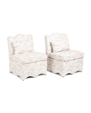 Set Of 2 24x35 Floral Print Scallop Trim Accent Chairs | TJ Maxx