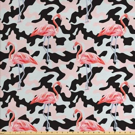 Camo Fabric by The Yard, Watercolor Pink Flamingo Print Camouflage Background Nature Inspired, Decor | Walmart (US)