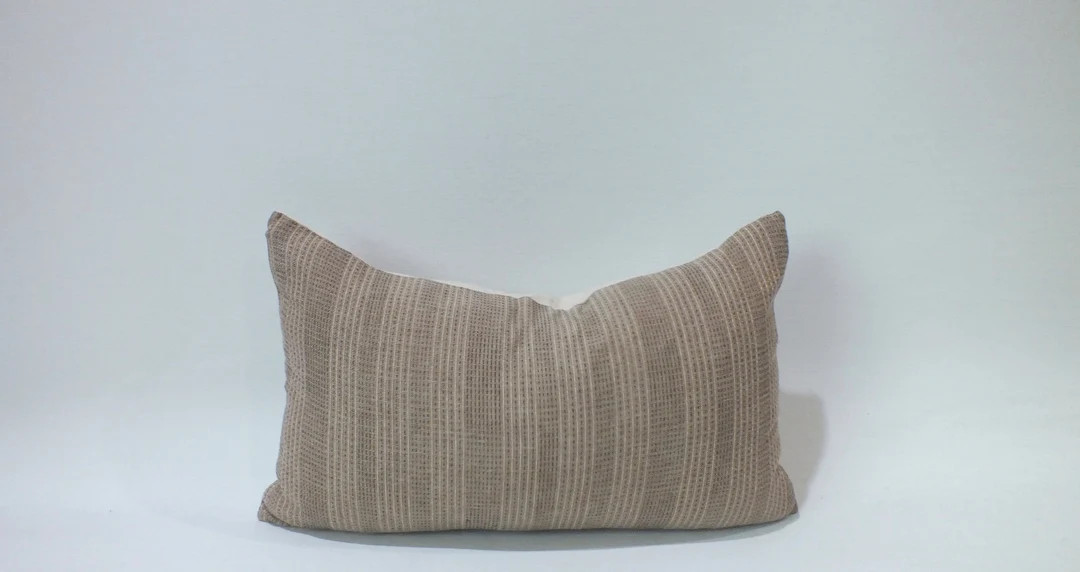 Brown Cream Striped Woven Sashiko Pillow Cover Decorative - Etsy | Etsy (US)