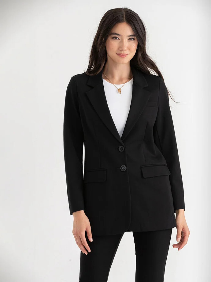 Bristol Mid Length Blazer in Luxe Ponte | Ricki's