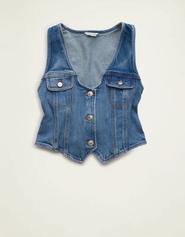AE Denim Vest Women's Medium Wash XL | American Eagle Outfitters (US & CA)