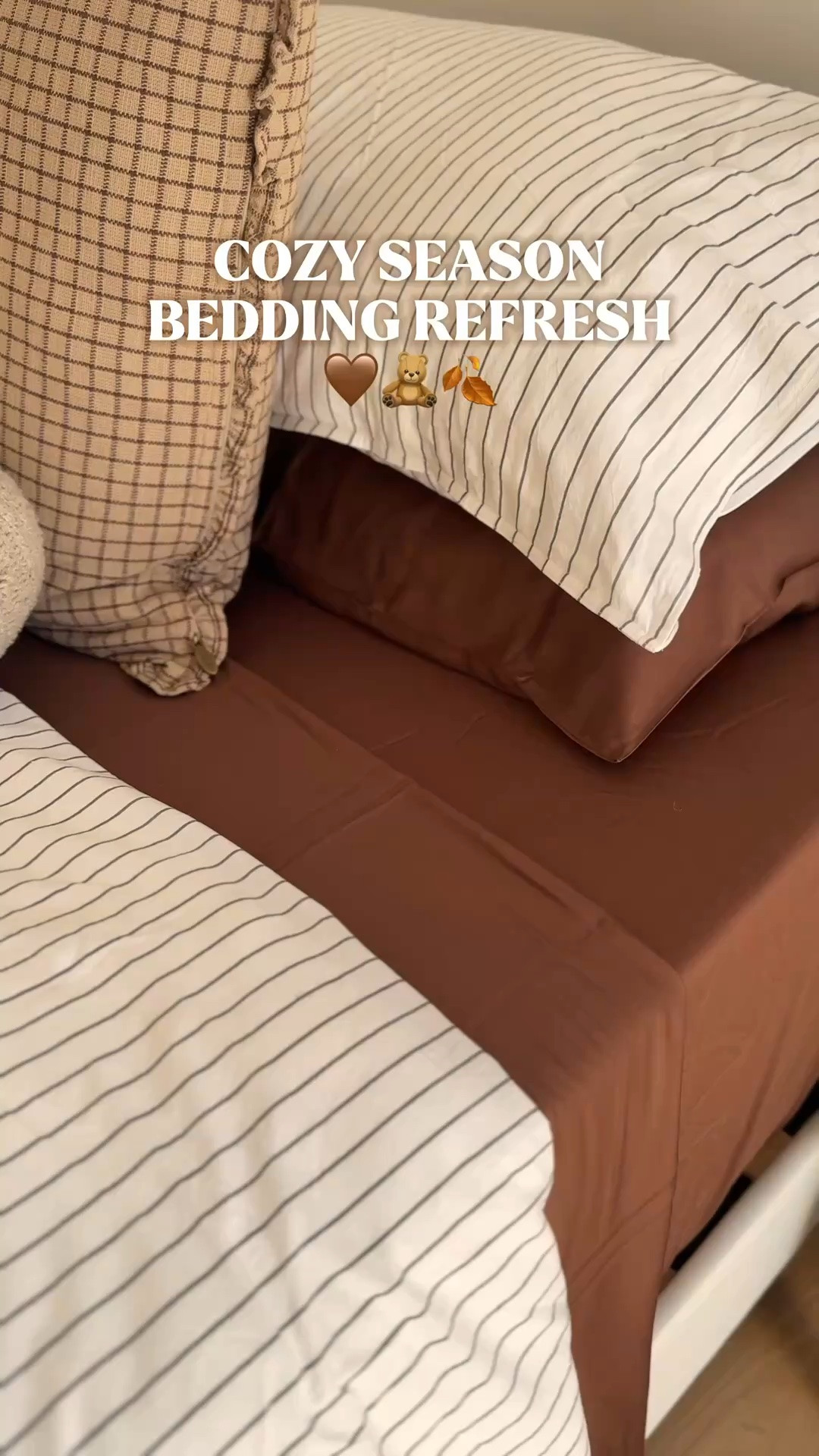 Ready for fall nights 🤎🍂

These new bamboo sheets from GOKOTTA in Cocoa Brown are absolutely everything I could’ve dreamed of. They’re SO soft and silky, and this color is basically making all of my chocolate bedding dreams come true. 🤎

I paired them with this striped linen duvet set I’ve had my eye on for a while, and my ridiculously oversized brown blanket that I’ve been loving for the past few months fit the vibe perfectly at the end of the bed.

I think I’m officially ready to live in this bed all fall. 🍂🤎

#FallBedding #FallBedroom #BeddingRefresh #FallReset #CozyHome #BedroomRefresh

#LTKHome