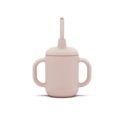 Lalo 4oz 3-in-1 Silicone Training Cup with Straw - Grapefruit | Target