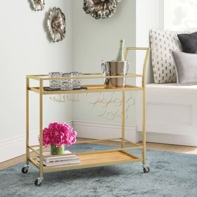 Heisler Bar Cart Mercer41 Frame Color: Gold | Wayfair North America