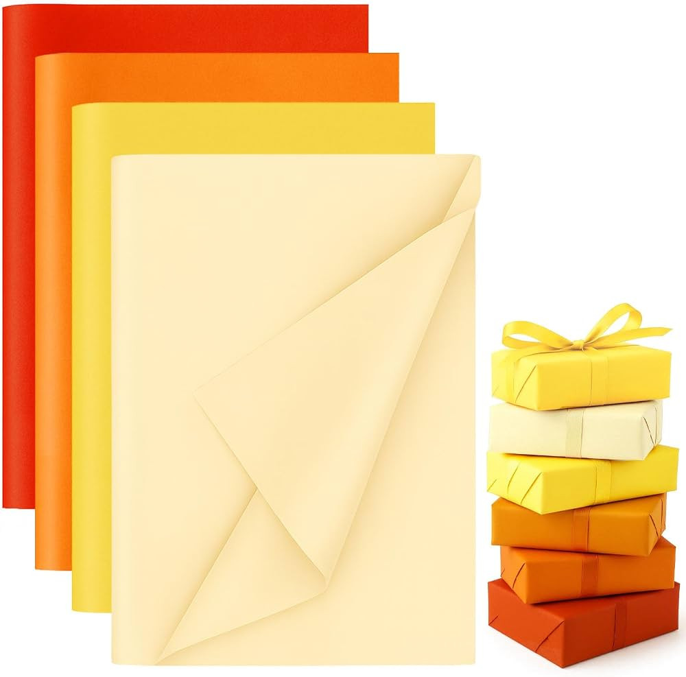 Koogel 112 Sheets Orange Yellow Tissue Paper, 20x14 Inch Colored Tissue Paper Bulk for DIY Craft ... | Amazon (US)