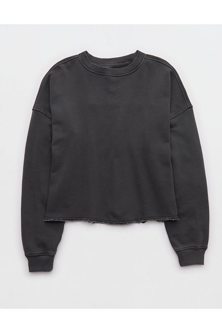 Aerie Festival Fringe Crew Sweatshirt Women's Smoked Gray XXS | Aerie