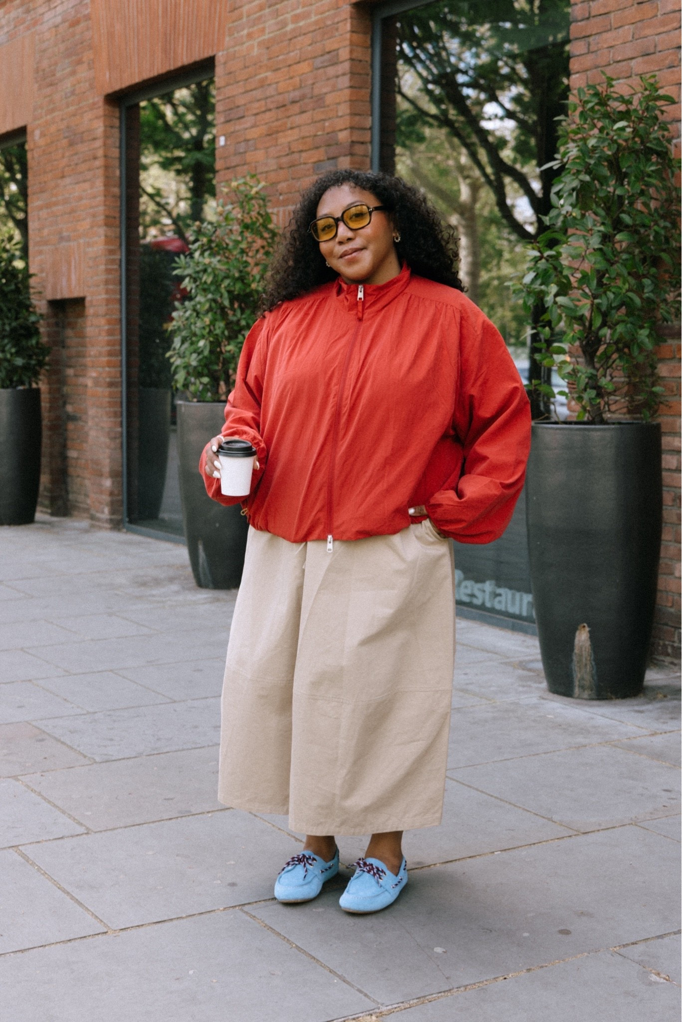 Summer rainy day outfit with a pop of red

#LTKdayinmylife #LTKMidsize #LTKootd