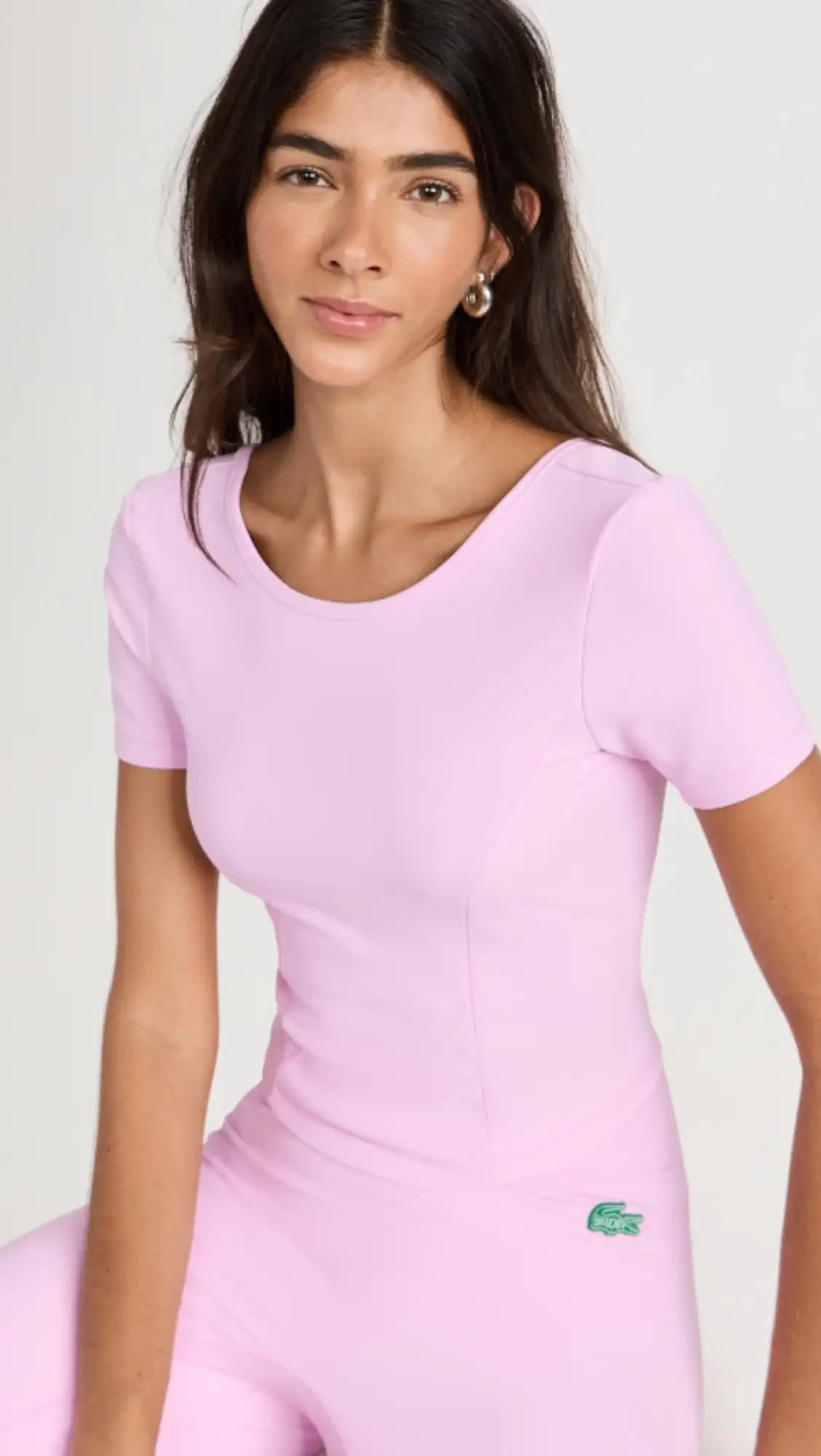 Lacoste x Bandier Rib Short Sleeve Bra Top | Shopbop | Shopbop