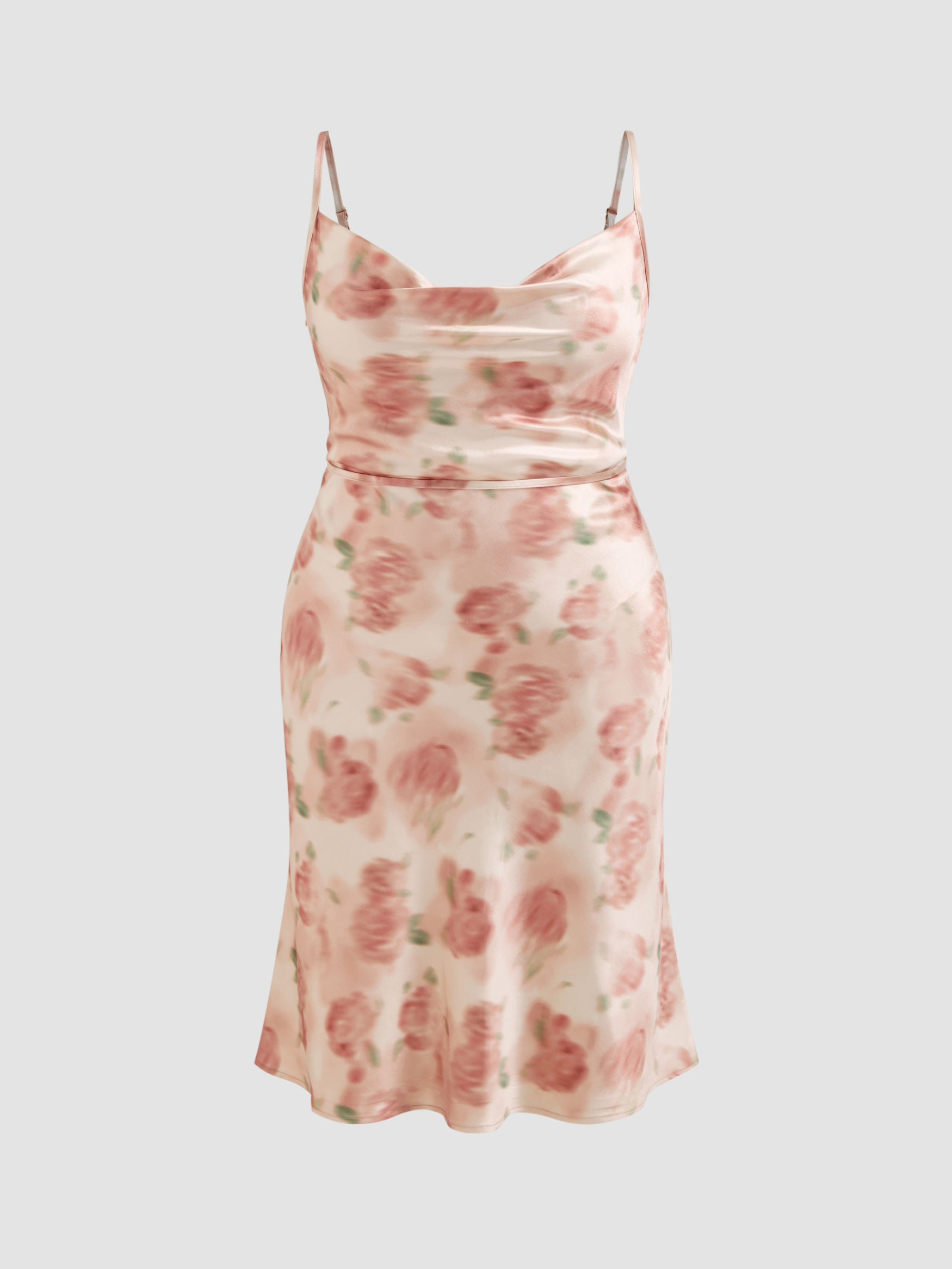 Gewebt Floral Knotted Mermaid Cami Midikleid mit Rundhalsausschnitt Kurve & Plus For Date | Cider