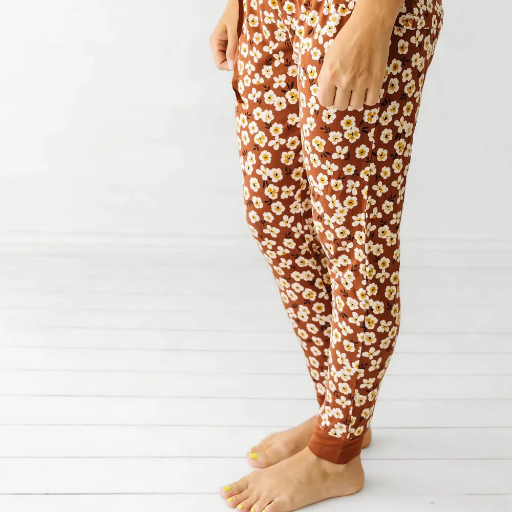 Mocha Blossom Women's Bamboo Viscose Pajama Pants | Little Sleepies