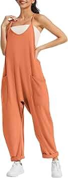 ATHMILE Jumpsuits for Women Casual Summer Rompers Sleeveless Loose Spaghetti Strap Baggy Overalls... | Amazon (US)
