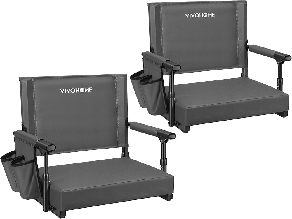 VIVOHOME Stadium Seats with Back Support and Cushion, 2 Pack Portable Bleacher Chairs with Cup Ho... | Amazon (US)