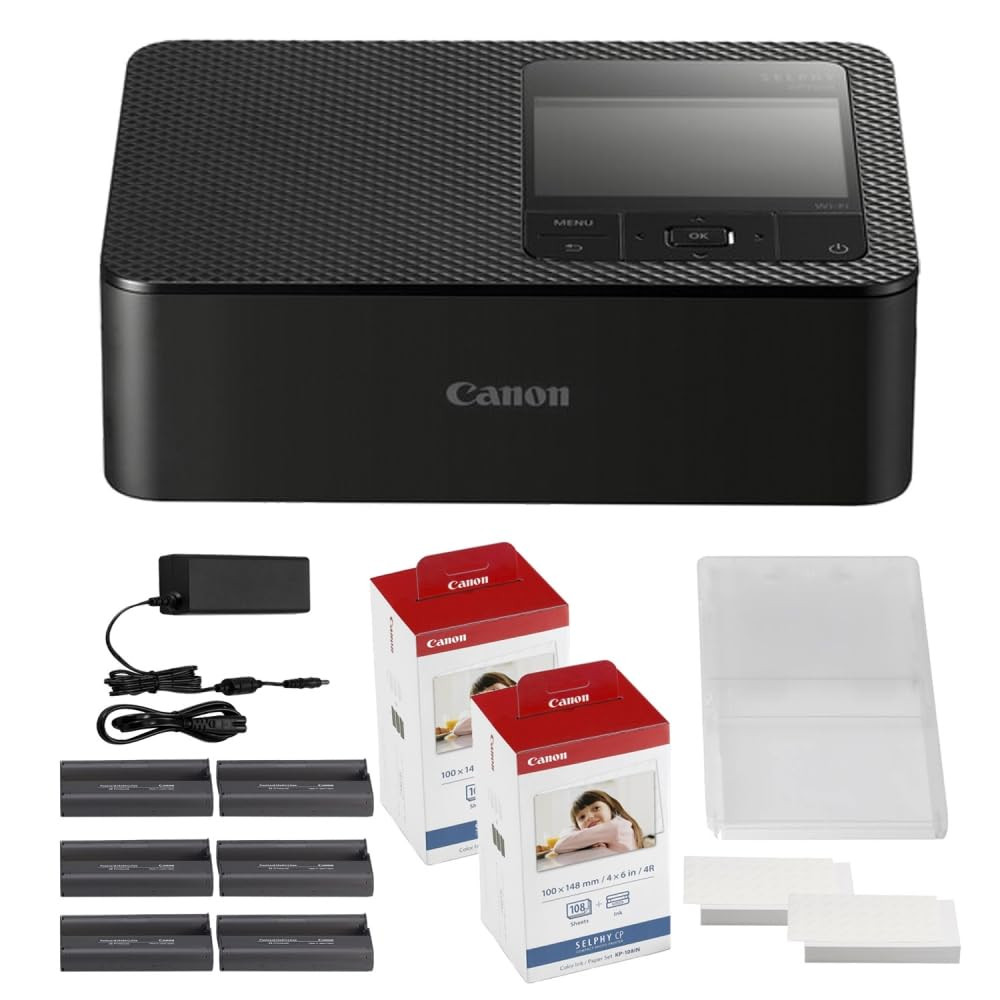 Canon SELPHY CP1500 Compact Photo Printer | Black with 2 x KP-108IN Color Ink and Paper Set (3 It... | Amazon (US)